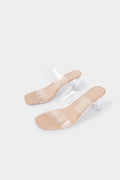 ATISSE CRYSTAL STEP – Transparente High Heel Sandalen für Damen – Durchsichtige offene Zehensandalen in Nude
