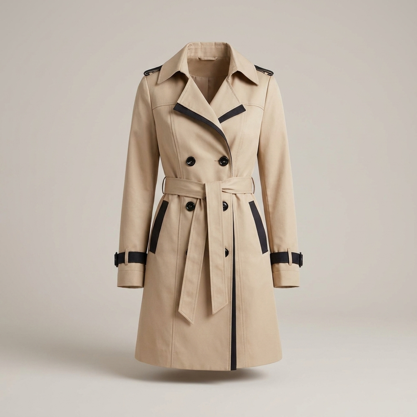 ATISSE – Women's Belted Double-Breasted Trench Coat – Long Tailored Winter Parka