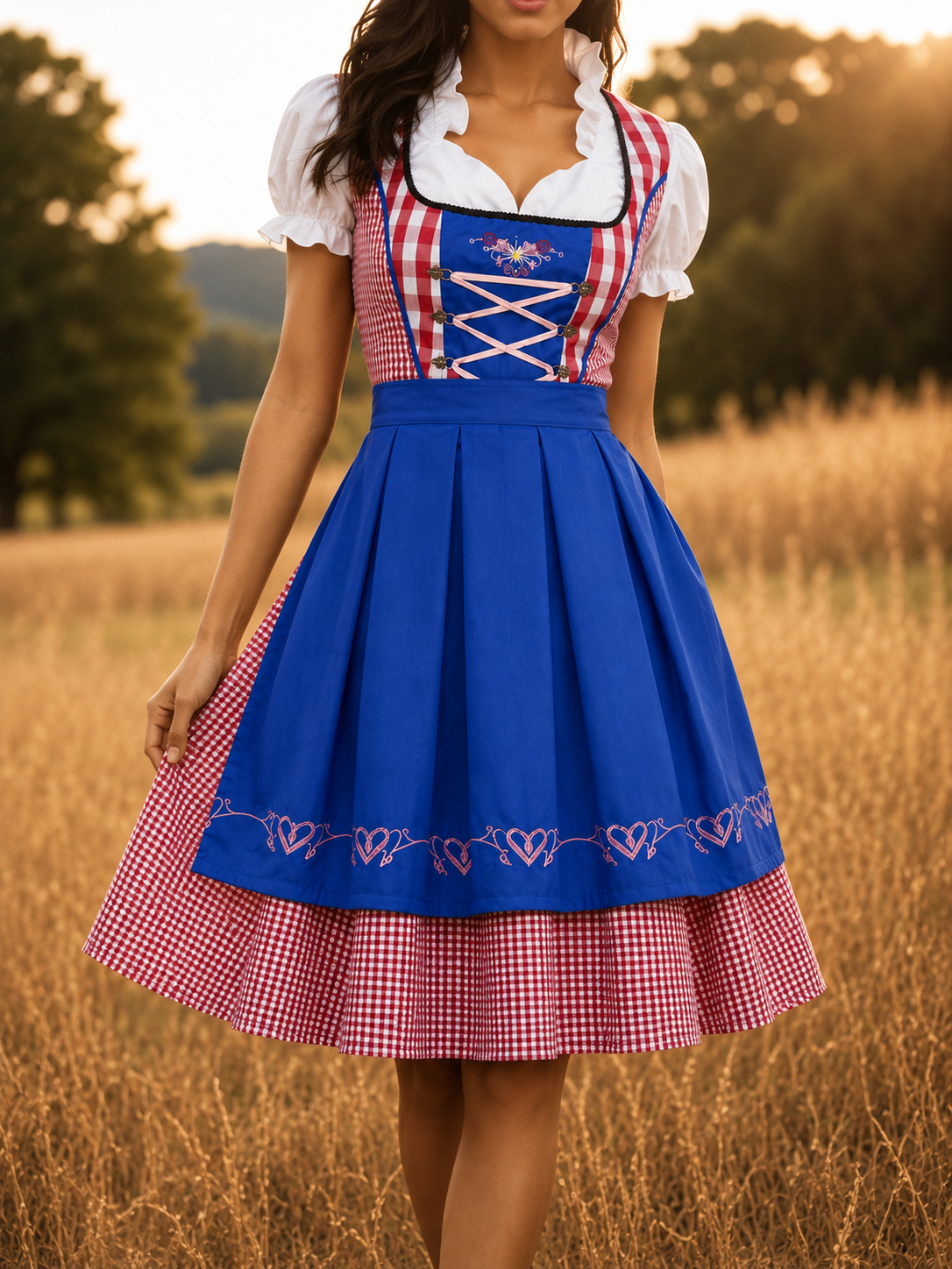 ATISSE – Women’s Dirndl Oktoberfest Dress – Bavarian Costume with Apron