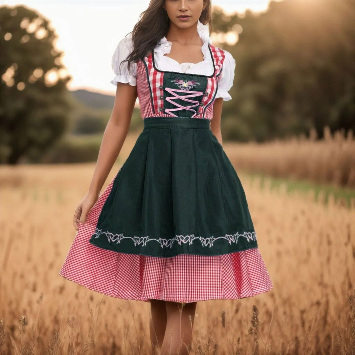 ATISSE – Women’s Dirndl Oktoberfest Dress – Bavarian Costume with Apron