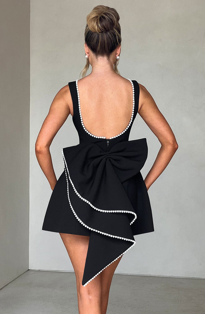 ATISSE CARRIE ICON — Minivestido con lazo de perlas (Negro)