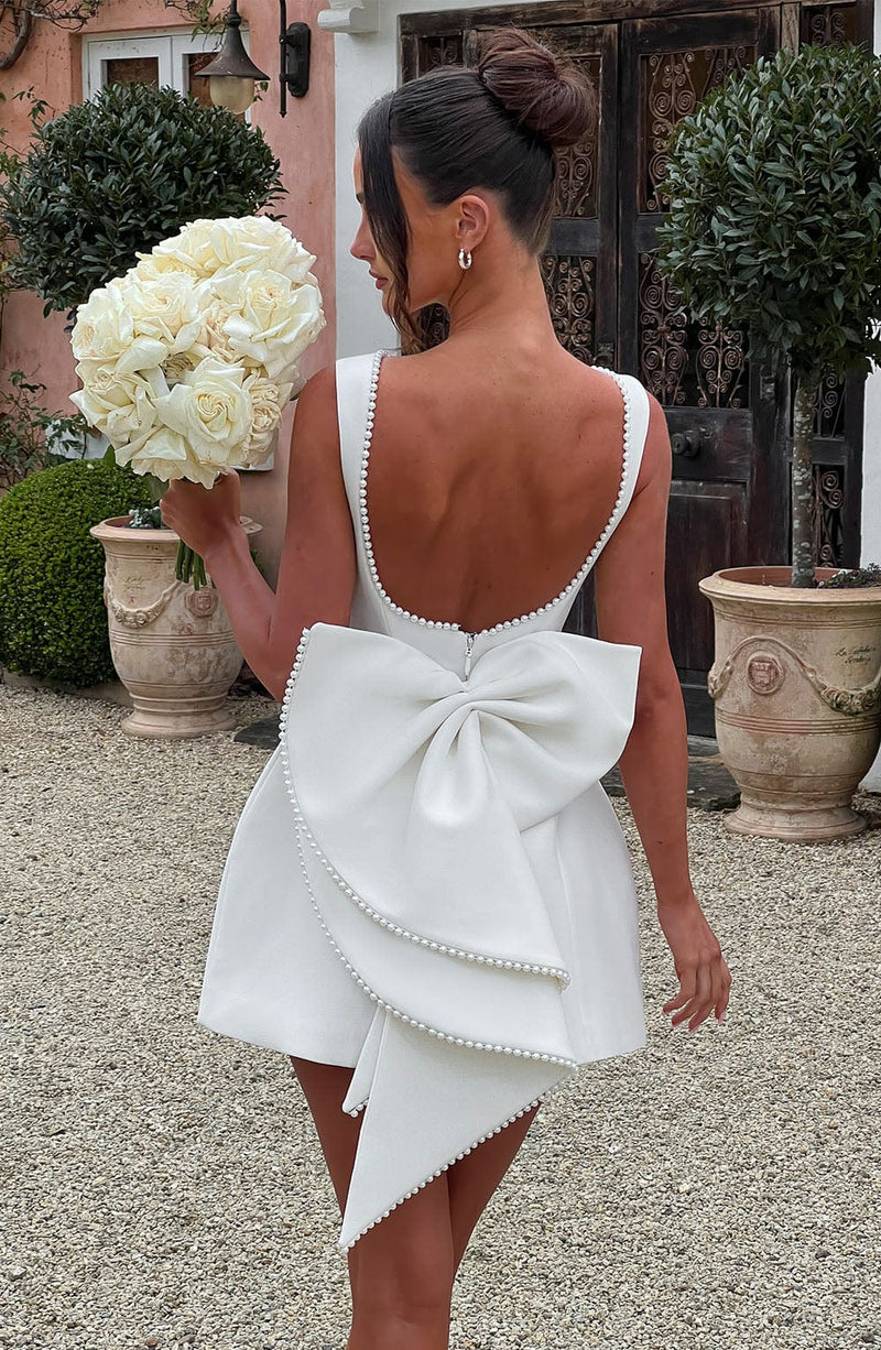 ATISSE CARRIE ICON — Minivestido con lazo de perlas (Blanco)