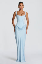 ATISSE CELESTE ICON — Vestido maxi de noche azul celeste