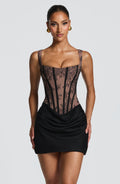 ATISSE NOIR LACE ICON — Schwarzes Korsett-Minikleid aus Spitze