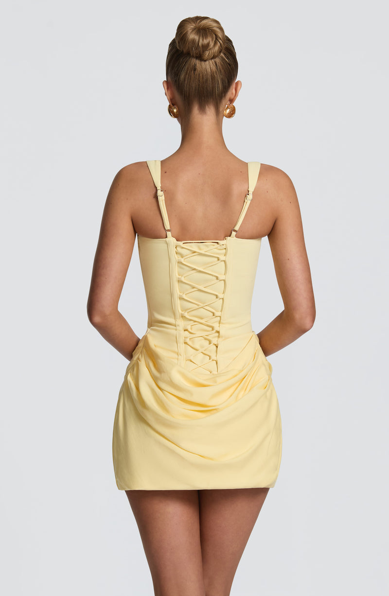 ATISSE SCULPT ICON — Minivestido corsé amarillo mantequilla