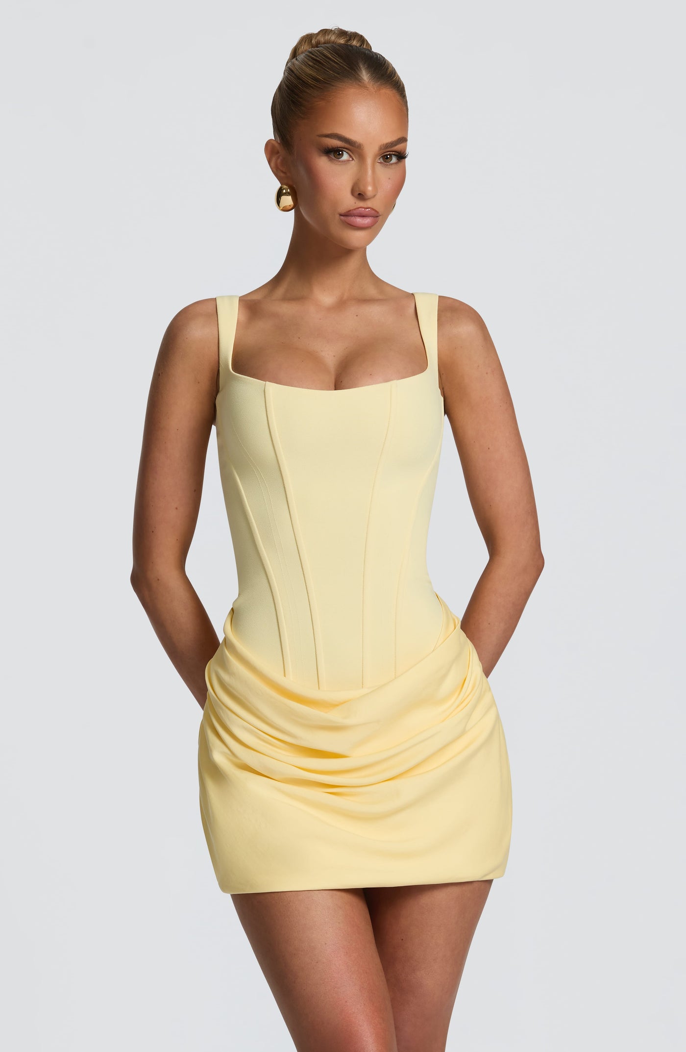 ATISSE SCULPT ICON – Buttergelbes Korsett-Minikleid