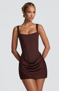 ATISSE NOIR ICON – Gerüschtes Minikleid in Schokolade