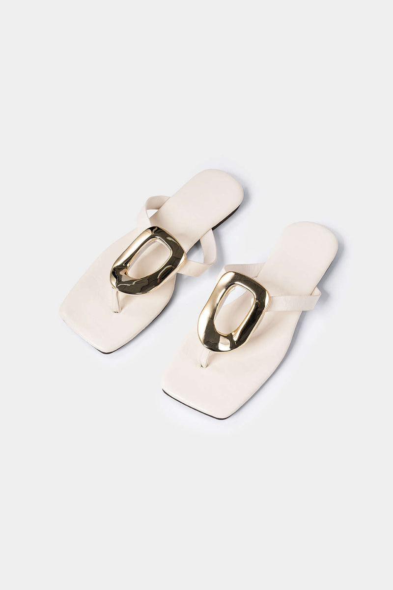 ATISSE MONARCH – Sandalias planas para mujer – Sandalias tipo pala de piel con punta abierta