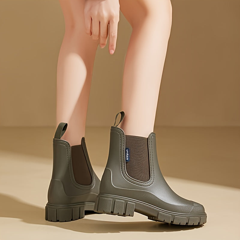 ATISSE – Women's Waterproof Chelsea Rain Boots – Non-Slip Chunky Sole Ankle Boots