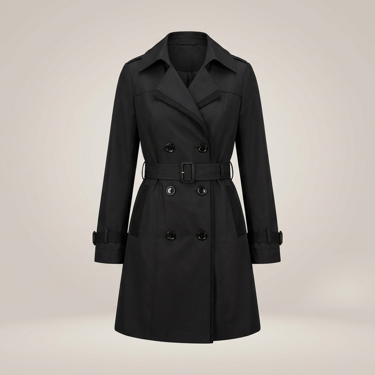 ATISSE – Women's Belted Double-Breasted Trench Coat – Long Tailored Winter Parka