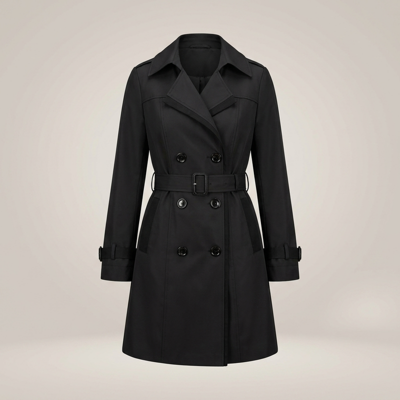 ATISSE – Women's Belted Double-Breasted Trench Coat – Long Tailored Winter Parka