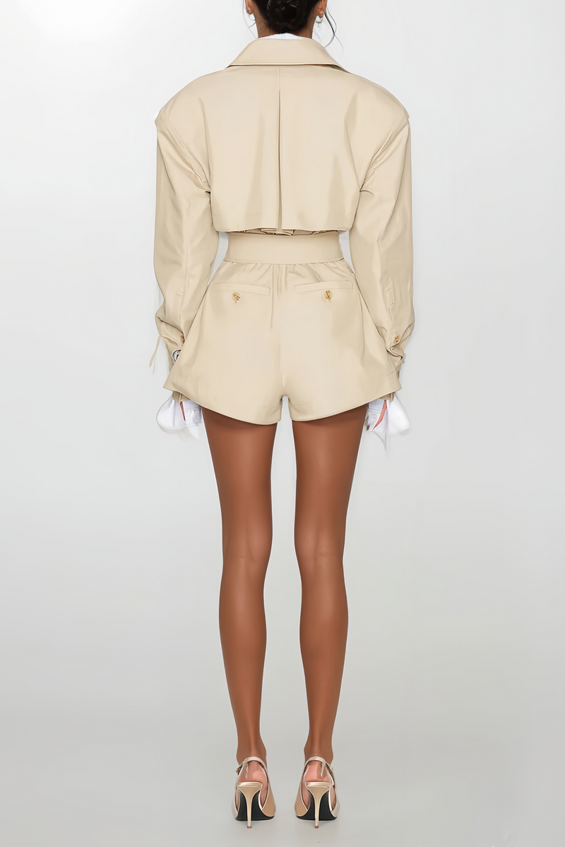 ATISSE PRISCILLE – Chaqueta trench asimétrica con cinturón para mujer – Beige caqui
