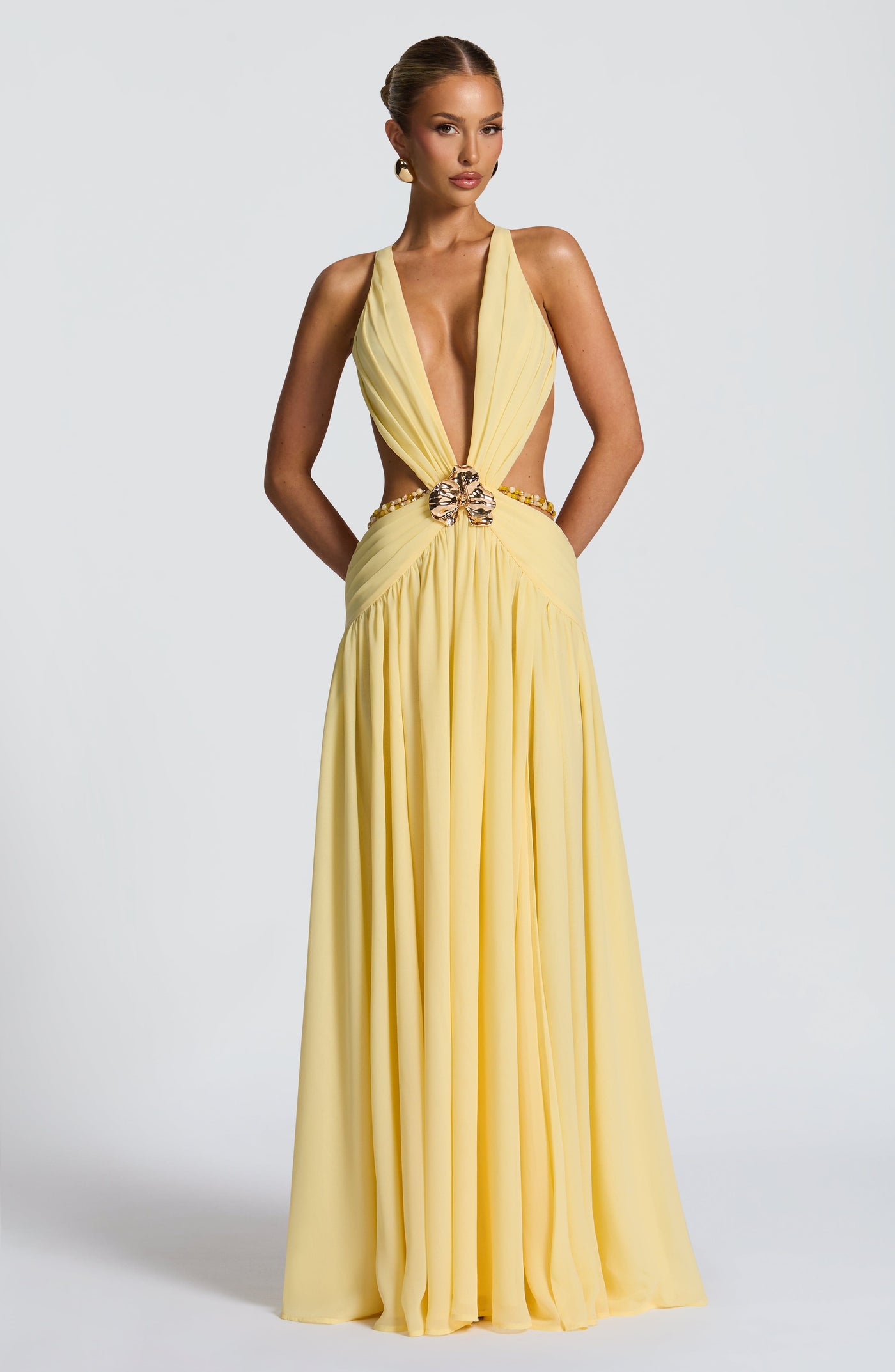 ATISSE LEMON ICON — Maxikleid mit Neckholder in Zitronengelb