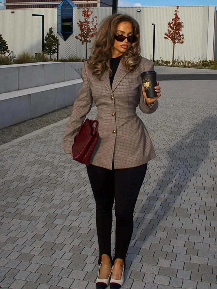 ATISSE – Women's Elegant Tailored Coat – Longline Collared Button Front Coat – Chic Autumn Outerwear
