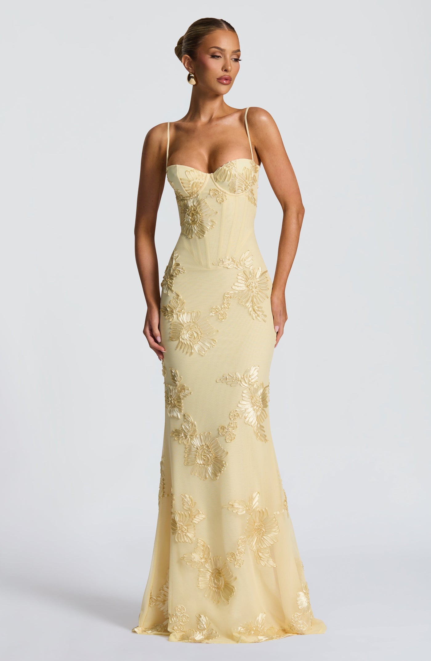 ATISSE NEFERTITI ICON — Maxikleid für Gäste, floral, zitronengelb