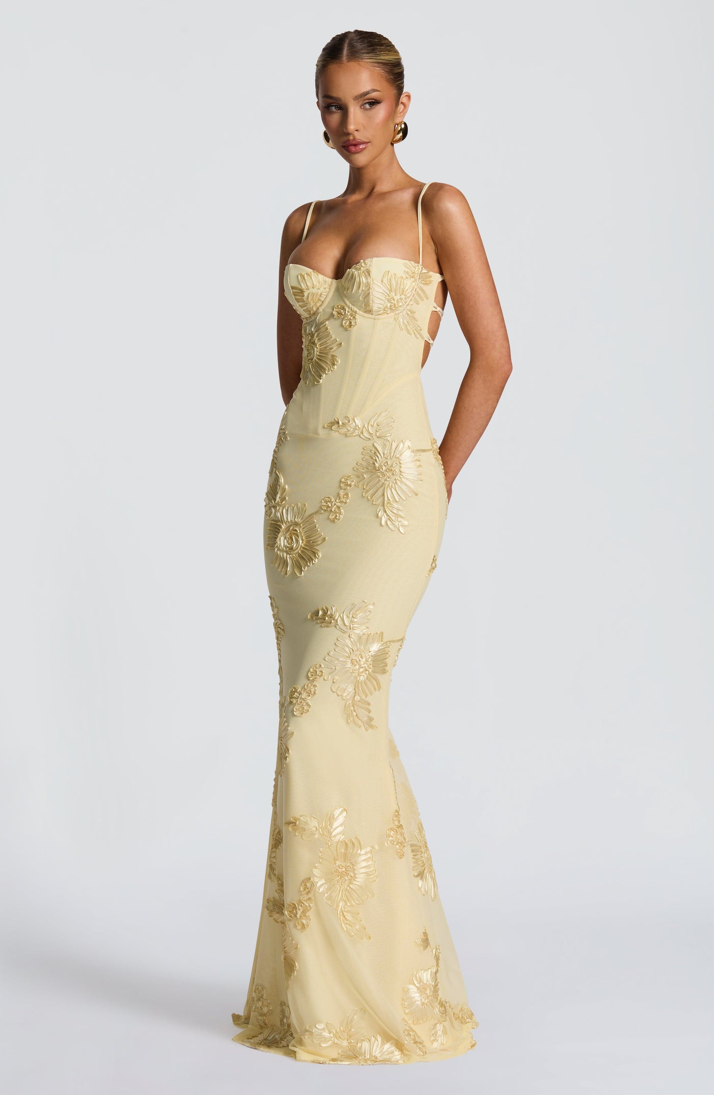 ATISSE NEFERTITI ICON — Maxikleid für Gäste, floral, zitronengelb