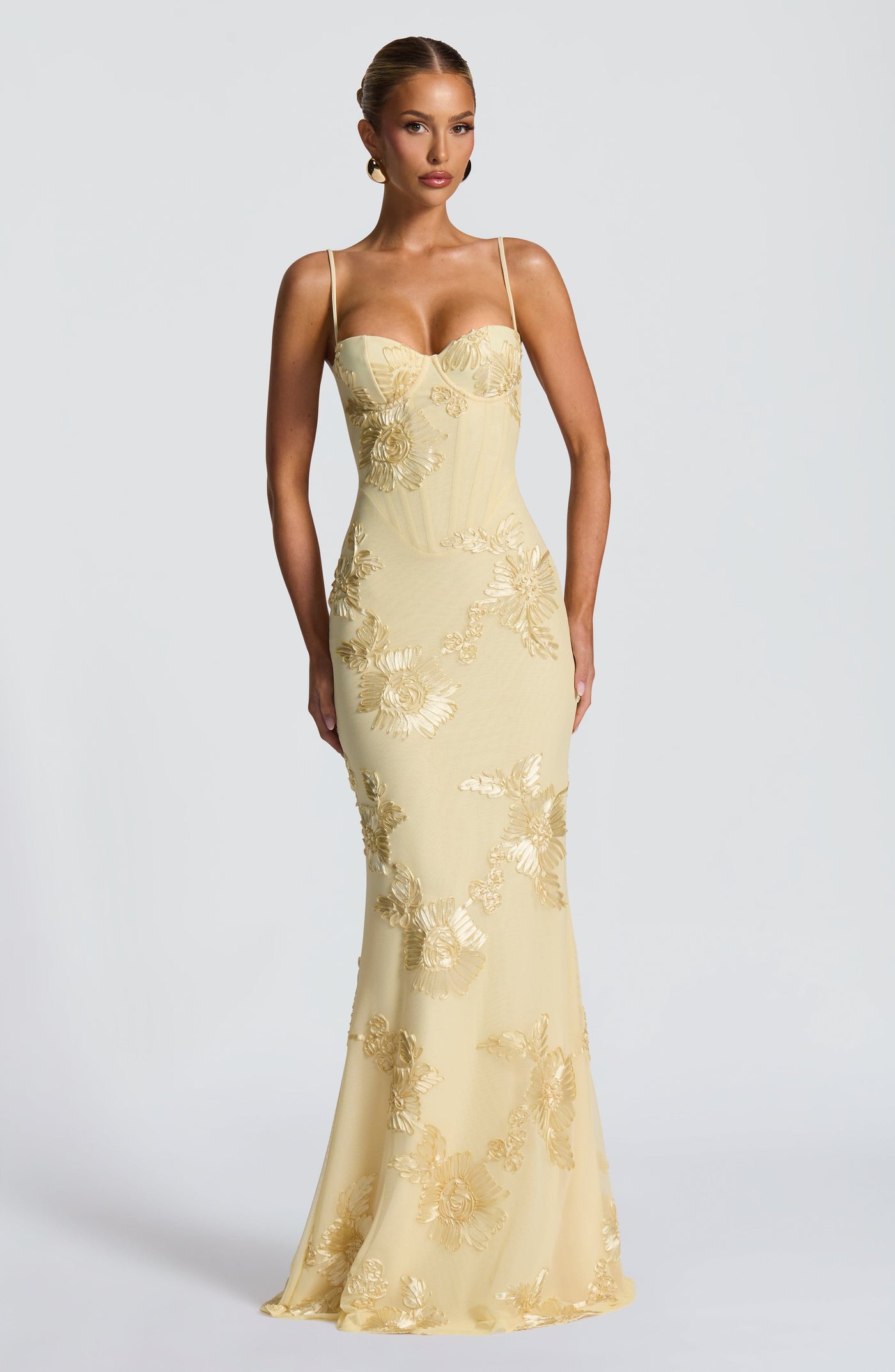 ATISSE NEFERTITI ICON — Maxikleid für Gäste, floral, zitronengelb