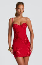 ATISSE RED ICON — Vestido mini estilo corsé en rojo