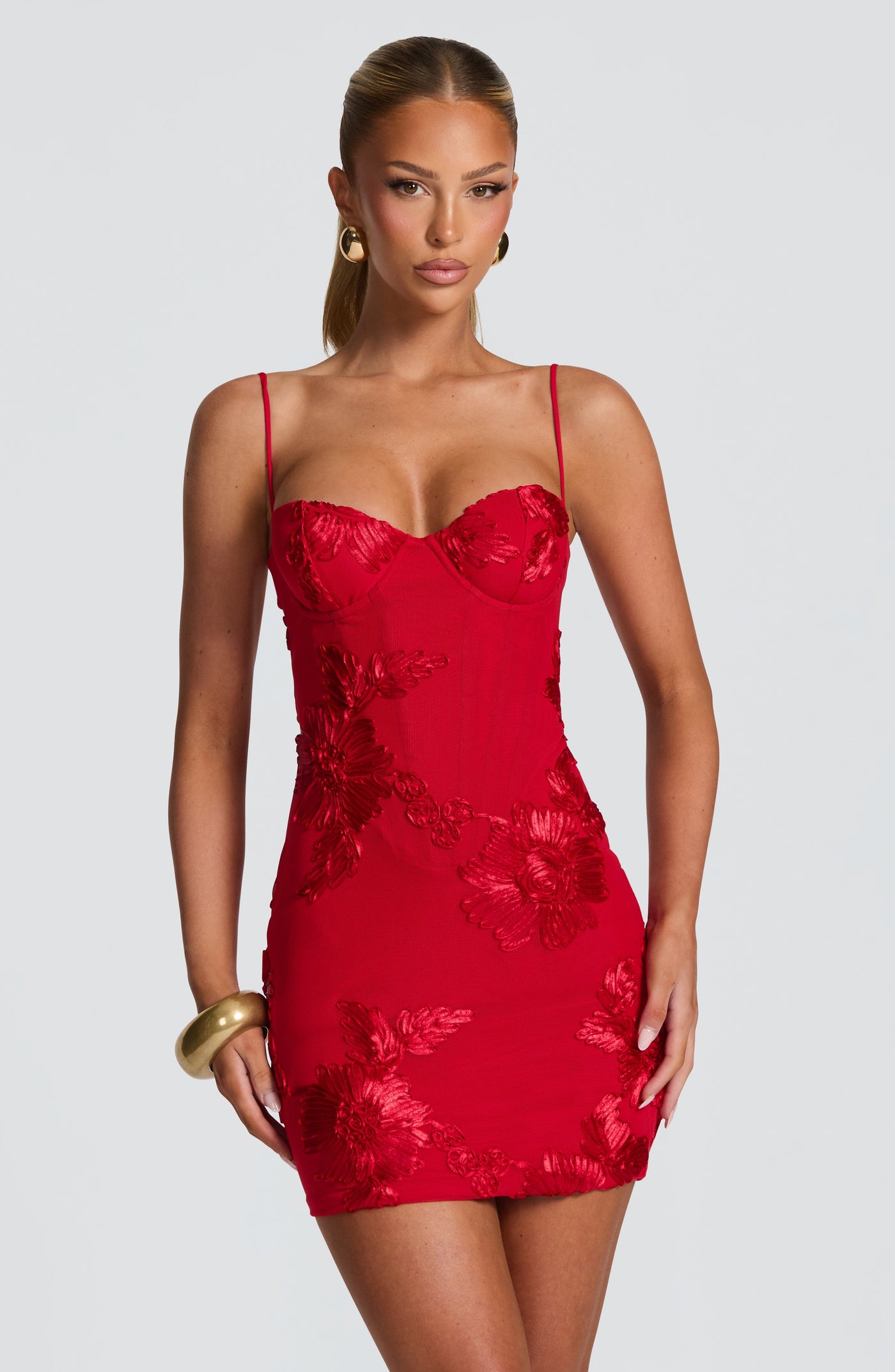ATISSE RED ICON — Vestido mini estilo corsé en rojo
