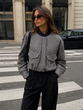 ATISSE – Women’s Plaid Cropped Jacket – Check Print Bomber Jacket