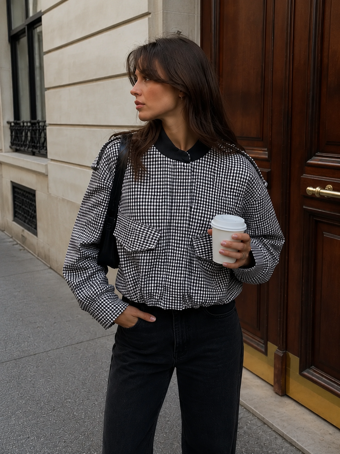 ATISSE – Women’s Plaid Cropped Jacket – Check Print Bomber Jacket