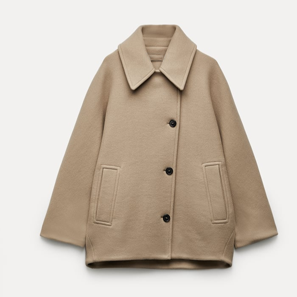 ATISSE LAINEY – Women's Oversized Wool Coat – Double Breasted Tailored Winter Coat