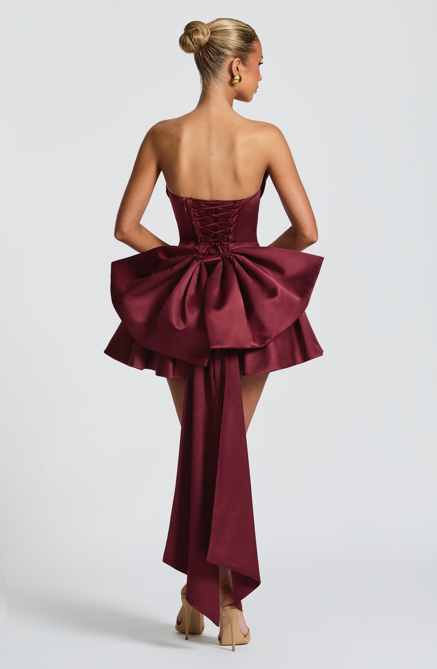 ATISSE TRINITY ICON – Korsett-Minikleid ohne Träger (Cherry Lacquer)