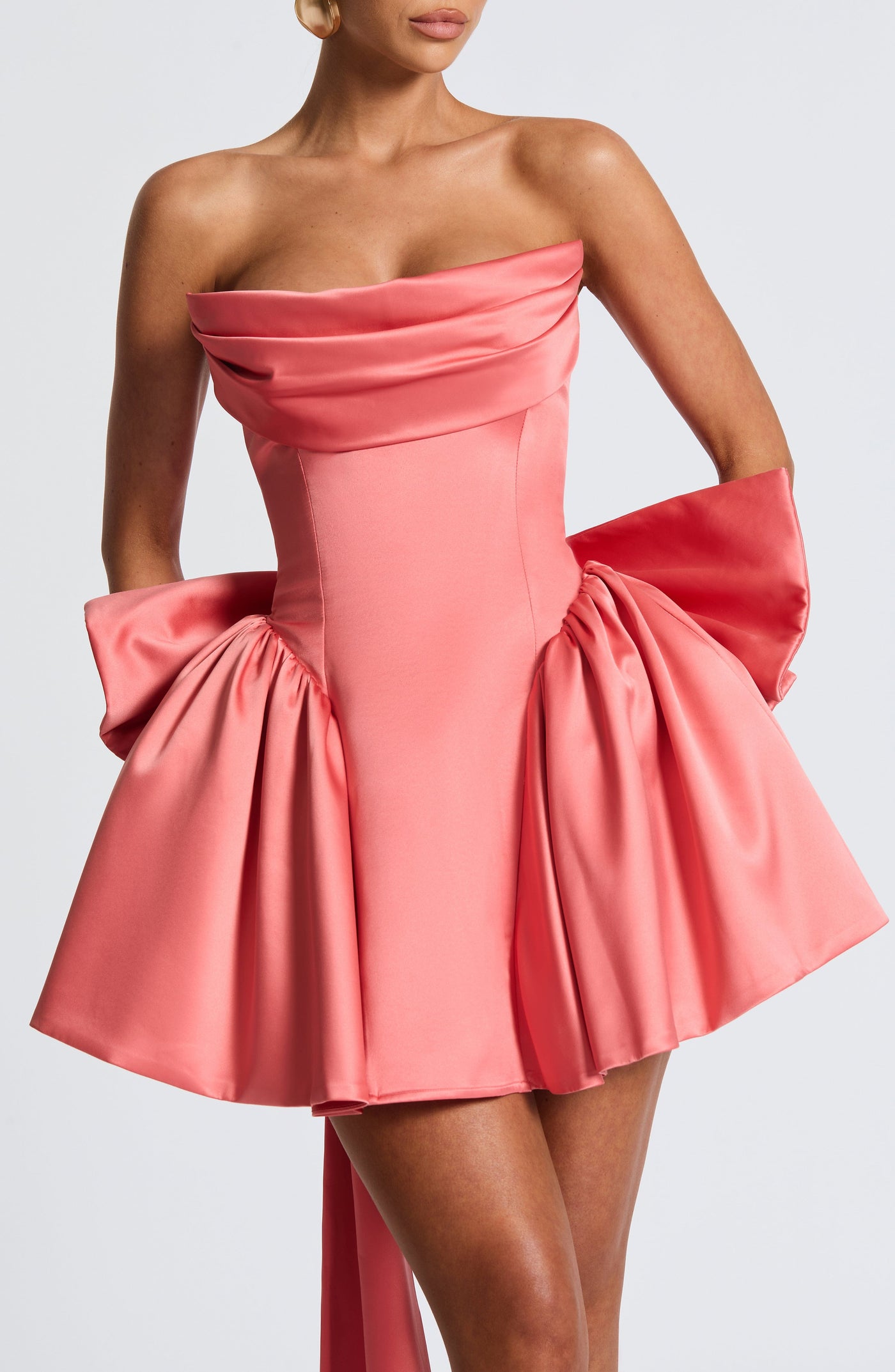 ATISSE TRINITY ICON — Korsett-Minikleid ohne Träger (Coral Pink)