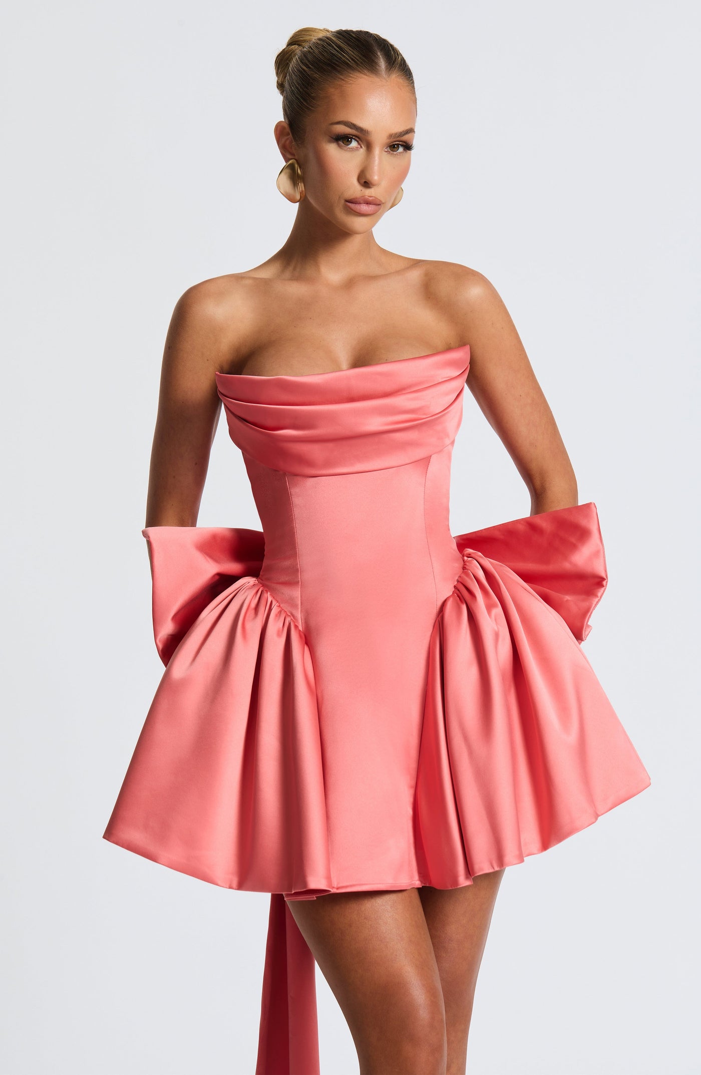 ATISSE TRINITY ICON — Korsett-Minikleid ohne Träger (Coral Pink)