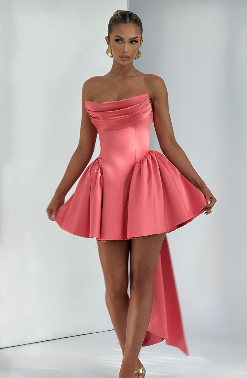 ATISSE TRINITY ICON — Minivestido palabra de honor tipo corsé (Coral Pink)