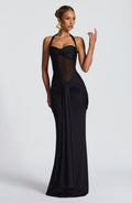 ATISSE VIXEN ICON — Vestido maxi halter con escote corazón (Black)