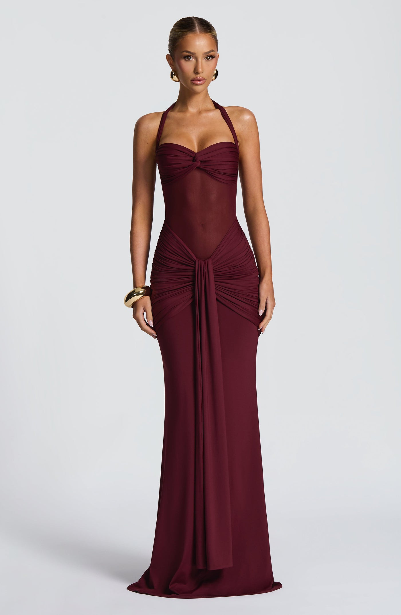 ATISSE VIXEN ICON – Neckholder-Maxikleid (Cherry Lacquer)