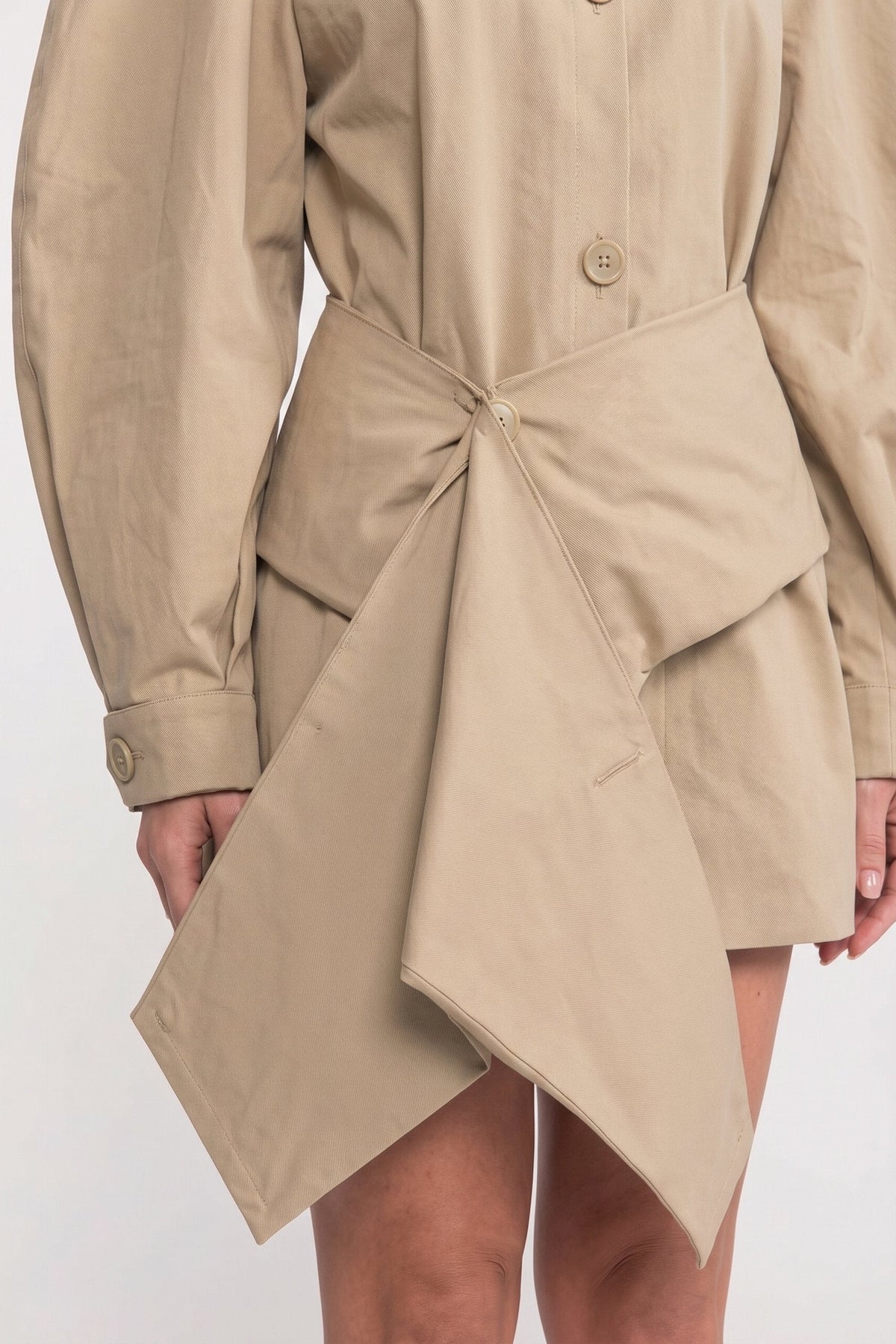 ATISSE – Women’s Oversized Belted Jacket – Balloon Sleeve Asymmetric Hem Jacket – Khaki Statement Outerwear